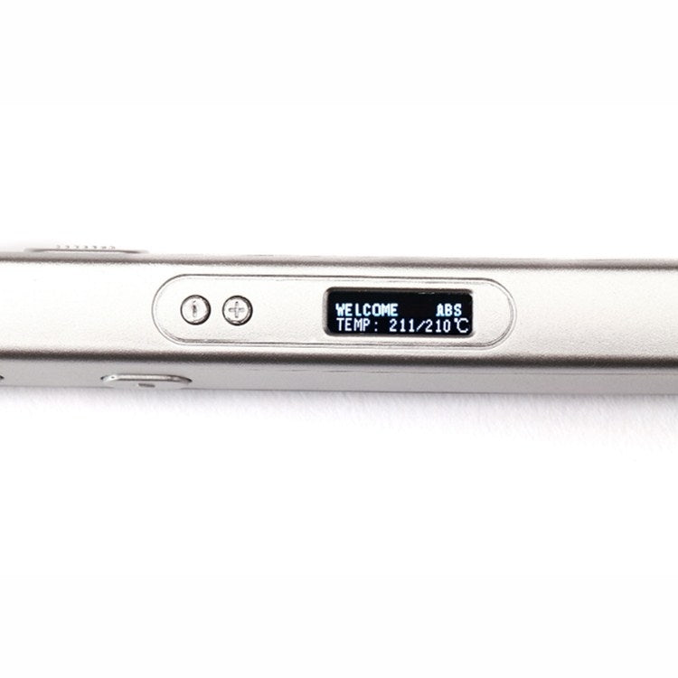 Silver 3D printing pen control panel with display and buttons along the side