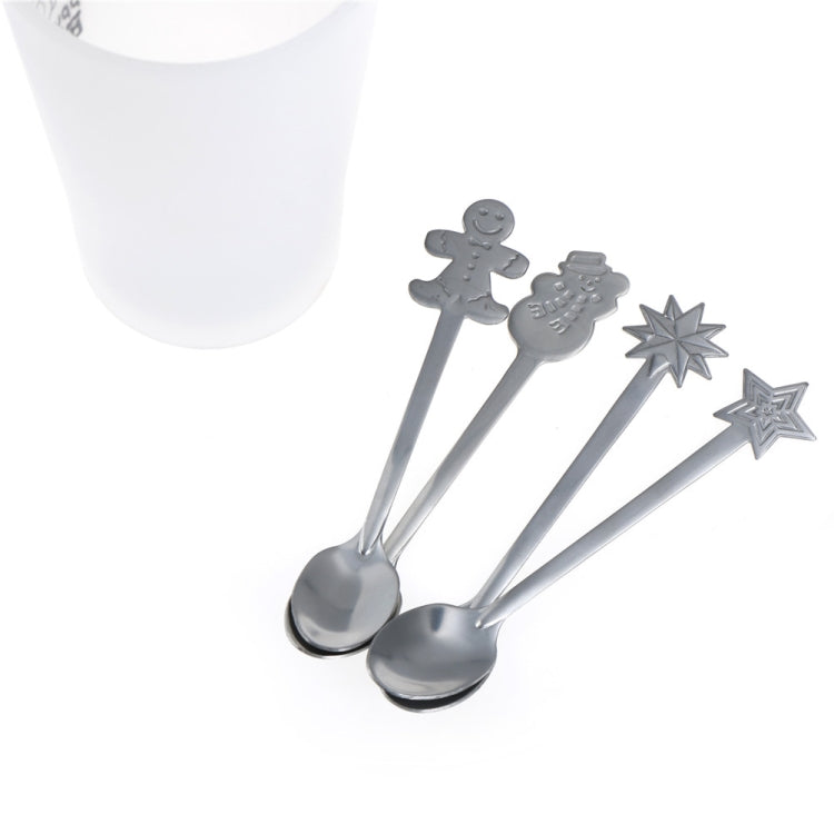 Stainless steel Christmas serving spoons, four-piece set with festive cutout handles