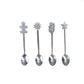 Stainless steel Christmas serving spoons, four-piece set with four decorated handles
