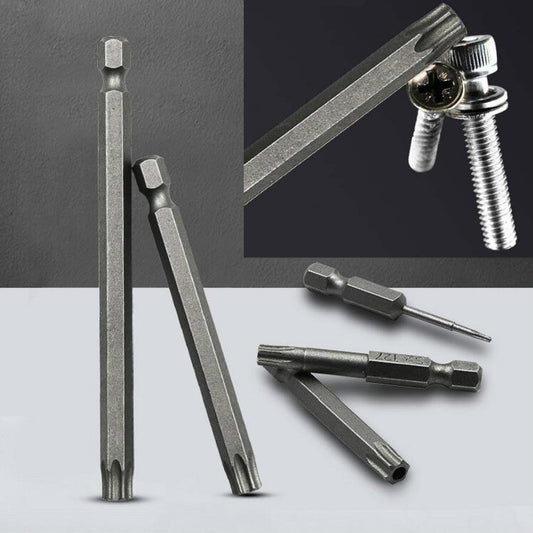 Hollow peeling bit set with long driver-style metal bits and hex shanks