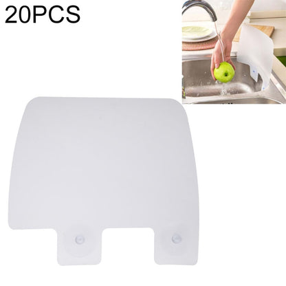 White splash-proof baffle board with suction cups, shaped splash blocker plate.