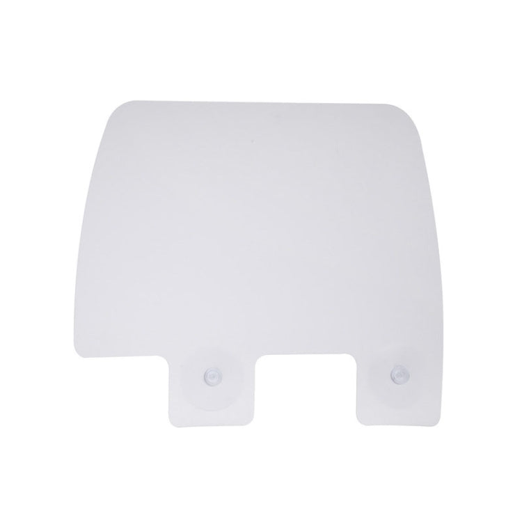 White splash-proof baffle board with suction cups on the underside.