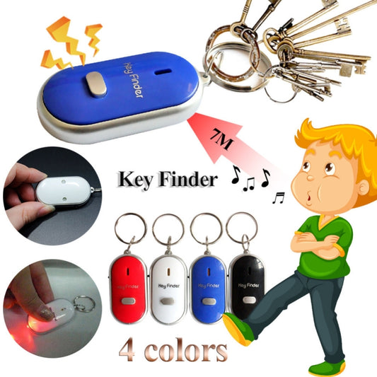 Blue mini LED key finder keyring with metal key loop and oval light button
