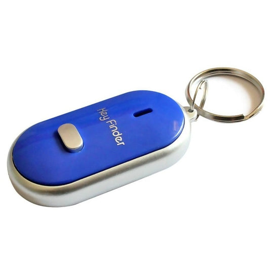 Blue mini LED key finder keyring with metal key loop and top button