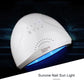 White UV nail lamp with glowing blue curing window and control buttons
