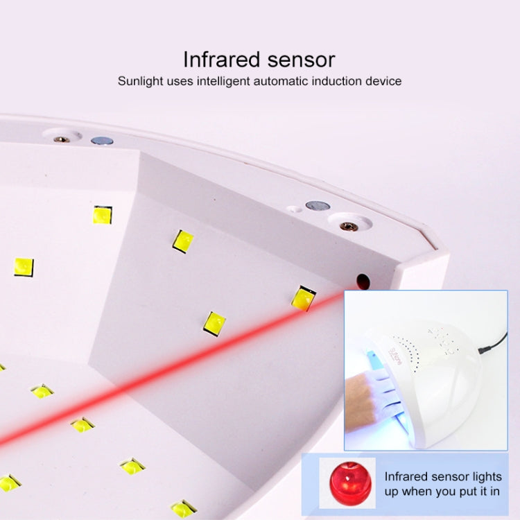 White UV nail lamp housing with infrared sensor window and LED indicator lights