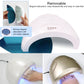 White UV nail lamp dryer with removable magnet tray and curved open hood