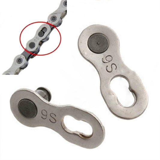 Metal 9-speed bicycle chain magic buckle joint with oval link plate and dark center pad