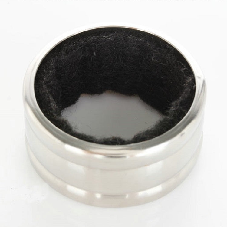 Stainless steel wine stop ring, black felt-lined top view