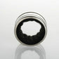 Stainless steel wine stop ring with circular black lining, front view