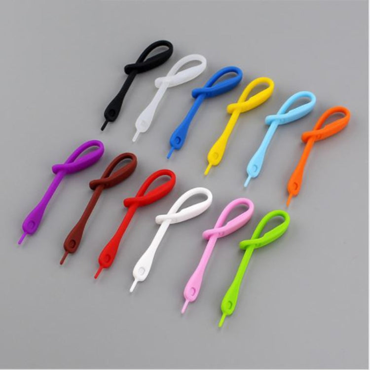 Set of 12 silicone wine glass markers in assorted colors, looped rope design