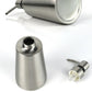 Stainless steel dispenser bottle with pump parts and clear nozzle insert