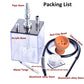 Square acrylic hookah base set with metal stem, hose, and red clay bowl