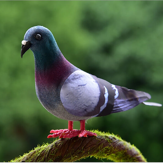 Foam pigeon model ornament, blue-gray and white body with red feet