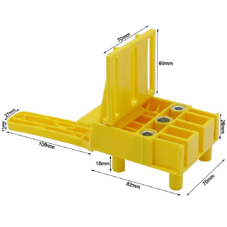 Yellow hole drilling positioner with guide plate, multiple guide holes, and base mounts