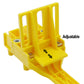 Yellow adjustable hole drilling positioner with guide fence and metal pin holes