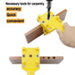 Yellow carpentry hole positioner tool with drill bit guide and alignment holes