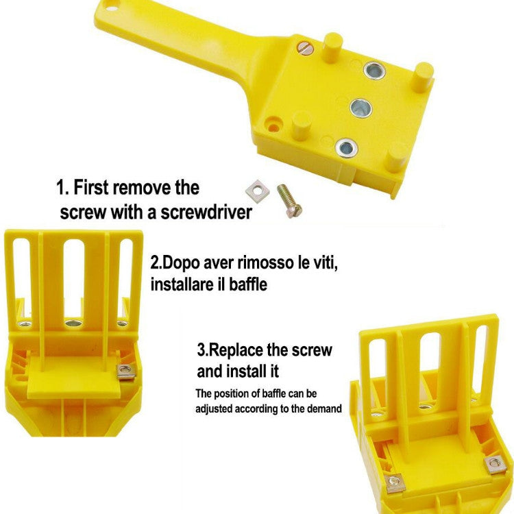 Yellow hole positioner tool with internal baffle insert and mounting screw