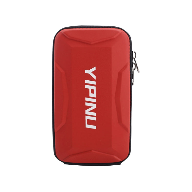Red YIPINU arm phone pouch with zipper and logo, slim rectangular protective case