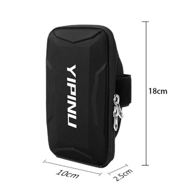 Black arm-mounted phone pouch with Velcro elastic strap, compact rectangular case