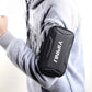 Black YIPINU armband phone pouch worn on arm, zippered rectangular case