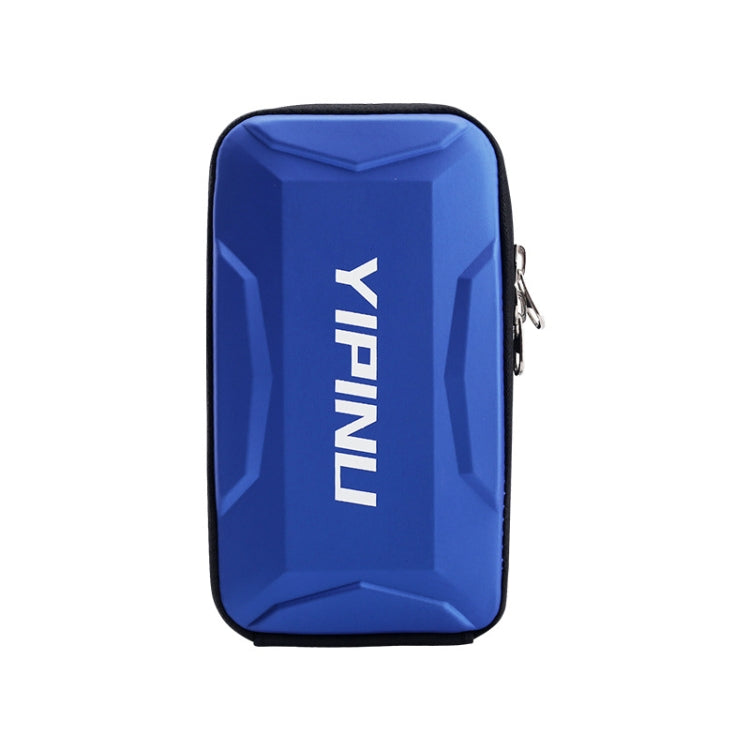 Blue zippered arm phone pouch with YIPINU logo, slim rectangular protective case