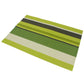 Green striped PVC placemat with white and dark gray horizontal bands