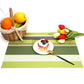 Green striped PVC table placemat set with white and dark gray bands