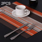 Set of 2 striped PVC placemats, orange and brown horizontal bands