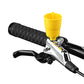 Hydraulic brake bleed tool with yellow funnel and lever-style handle