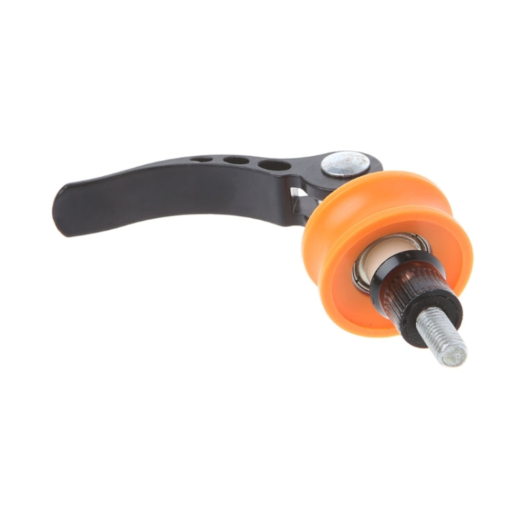 Chain support holder with orange roller wheel and black handle lever