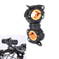 Black and orange dual bike flashlight clip holder, angled view