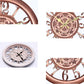 Close-up collage of round quartz clock dials in copper and silver finishes