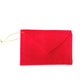 Red felt envelope candy bag with stitched flap and hanging string, plain front