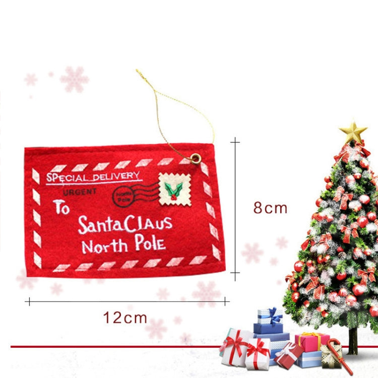 Red felt envelope candy bag ornament with Santa 'Special Delivery' print; 12cm x 8cm