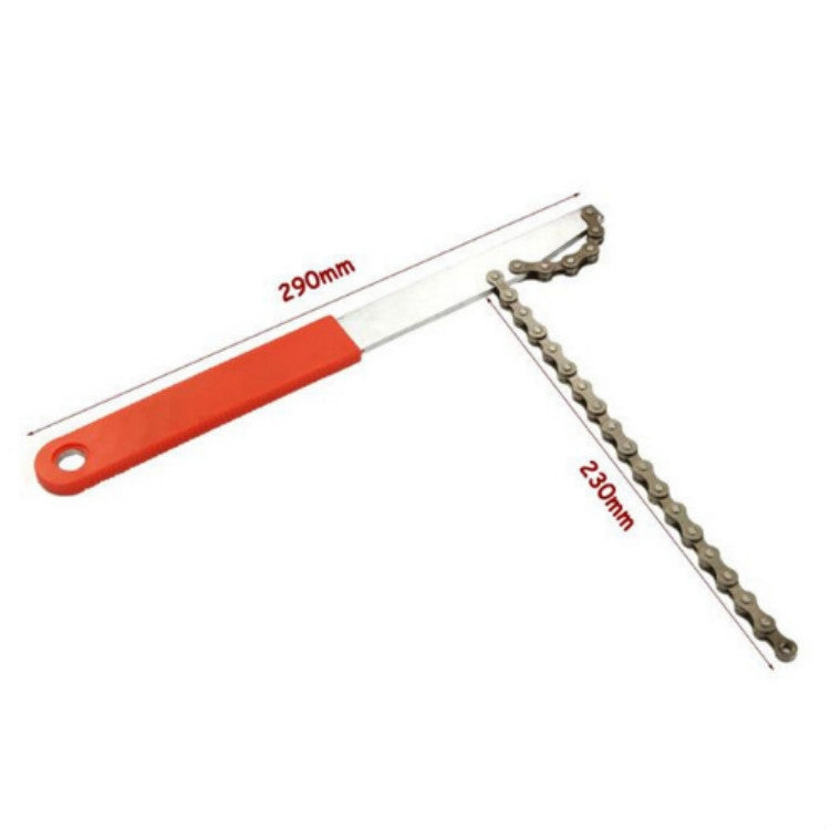 Red-handled chain repair tool with metal blade; 29cm and 23cm