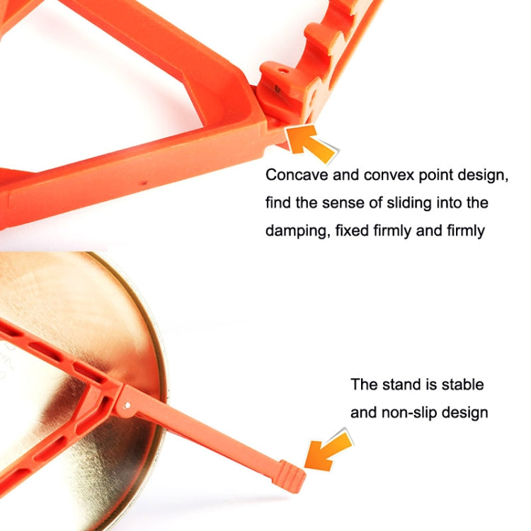 Orange tank bracket with concave/convex contact points and non-slip feet