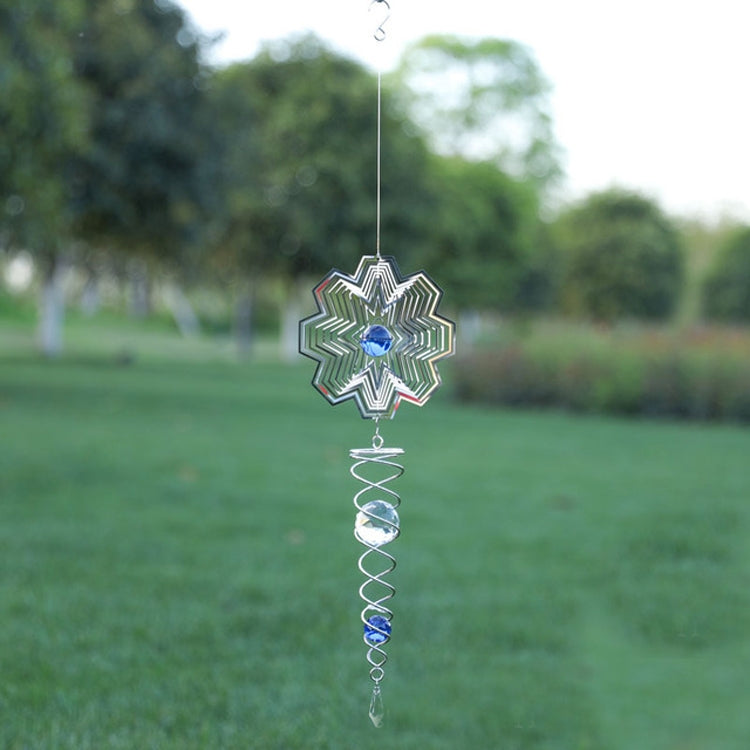 Star-shaped blue gem metal wind chime with spiral wire and hanging hook