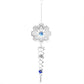 Silver star-shaped blue gem metal wind chime with spiral wire and hanging hook