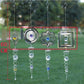 Metal wind chime set with star, swirl drum, heart, and square patterns