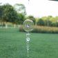 Round spiral metal wind chime with purple gem bead and hanging hook