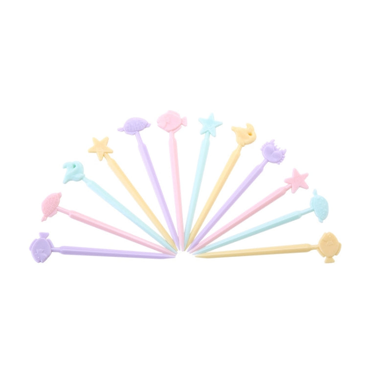 Colorful cartoon cake fork set with star and animal handles, fanned out