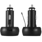 Dual-port car USB charger plug with two metal prongs