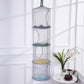 Grey foldable ventilated four-box toy storage basket with mesh compartments
