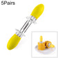 Yellow BBQ corn and fruit fork set with two-prong stainless steel tines