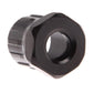 Black and silver threaded socket adapter with ribbed ring for bicycle repair