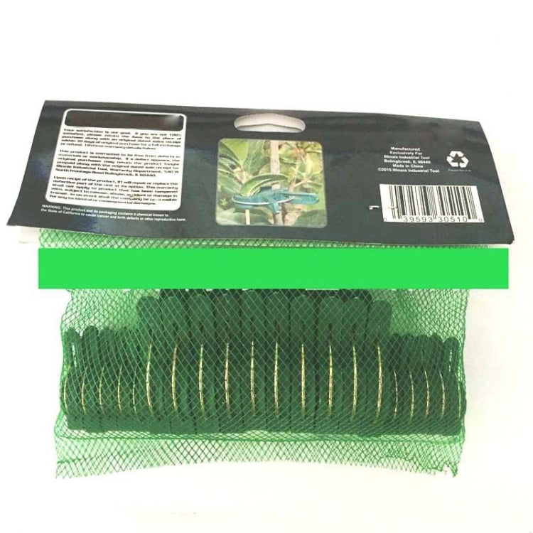 Plastic plant clip set in green mesh sleeve with visible clips and prongs