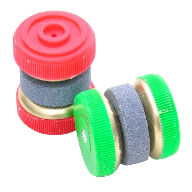 Mini knife sharpening grinding wheel set with red and green ribbed holders