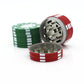 Open 3-layer zinc alloy grinder, red/green poker-chip exterior with steel grinding plate