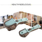 Adjustable plastic measuring spoons with light-blue handles and smoky translucent measuring cups